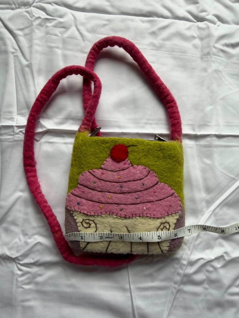 Hilo Hattie Pink & Green Felt Cupcake Crossbody Bag